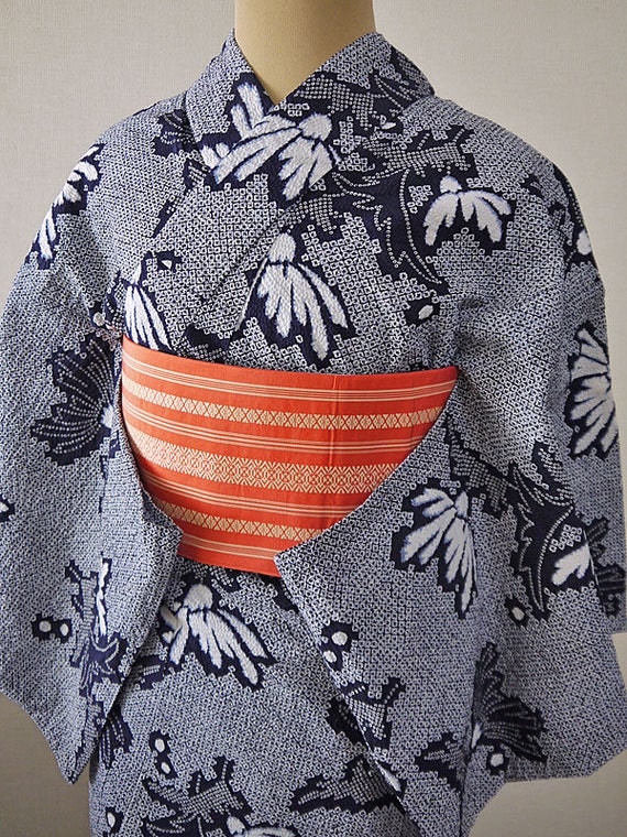 second hand yukata casual Japanese kimono bathrobe cotton
