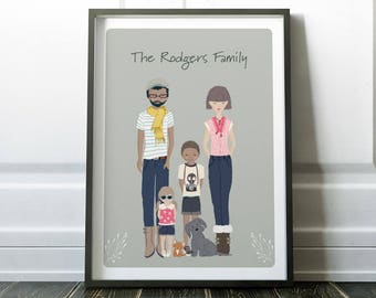 Custom family print, personalised family portrait, family print, personalised print, custom print, family gift, personalised family print