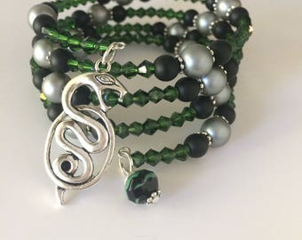 Slytherin Bracelet, Slytherin House Bracelet, Harry Potter Bracelet, Harry Potter Jewelry, Slytherin Jewelry, Snake Bracelet, Slytherin