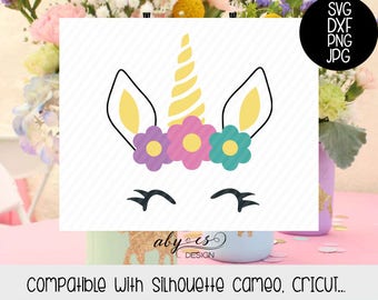 Unicorn Face JPG png & SVG DXF cut file Printable