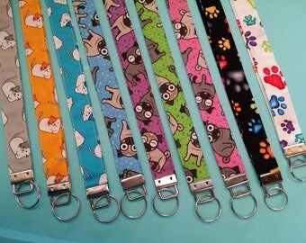 Dog Lanyard / Lanyard / Keyring / Key Ring / Designer Lanyard / Pug / Cat / Paw Print