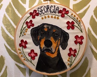 Custom Pet Portrait Embroidery Hoop Art