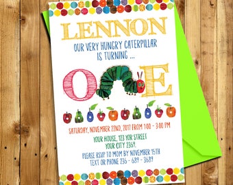 Very Hungry Caterpillar Invitation, You Print Invitation, Very Hungry Caterpillar Birthday, Very Hungry Caterpillar Themed Invitation | VE_2