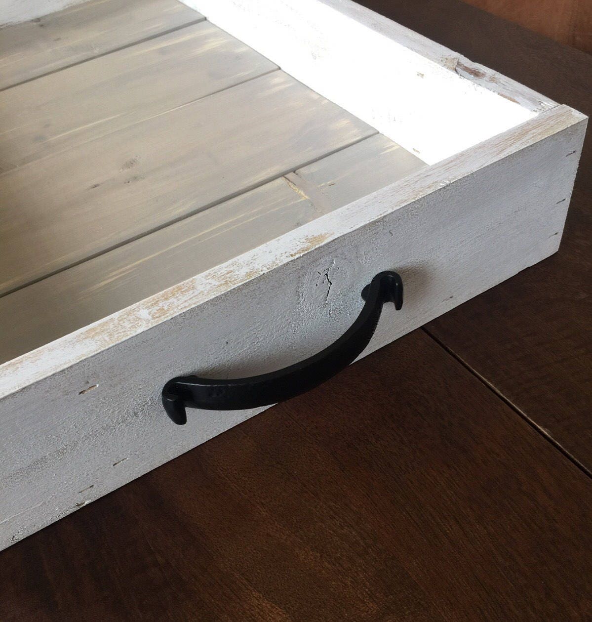 Distressed Wood Tray with Handles