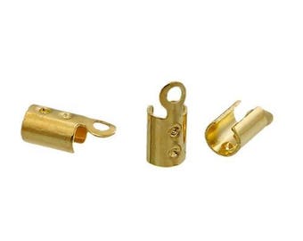 25 pc Gold Plated Cylinder Cord End Caps 8x3mm