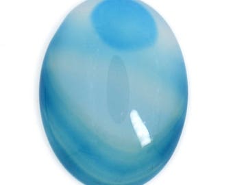 40mm Sye Blue Banded Agate Oval Cabochon CAB Flatback Semi-precious Gemstone