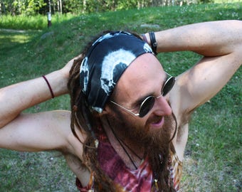 Dreadlock Headband - Dreadwrap - Tie Dye Headwrap - Wide Hairwrap - Bamboo Headband - Thick Hairwrap - Hippie Headband - Mens Headband