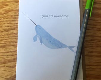 Narwhal card | Etsy