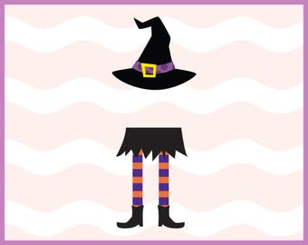 Witch Legs and Hat Svg, Halloween Svg, Witch Svg, Monogram Frame, SVG, Eps, Dxf, Png, Cutting Files to use with Cricut & Silhouette