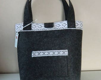 Dark gray thick felt tote bag
