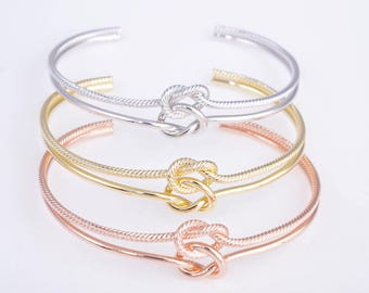 Knot bracelet, bridesmaid bracelet, tie the knot bracelet, gold/rose gold/silver knot bridesmaid bracelets