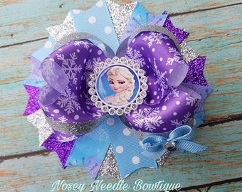 Frozen hair bow, Frozen boutique hair bow, Frozen Princess Elsa hair bow, Frozen birthday party, Frozen outfit, Frozen invitations, Elsa bow
