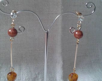 stems and Brown Pearl Earrings