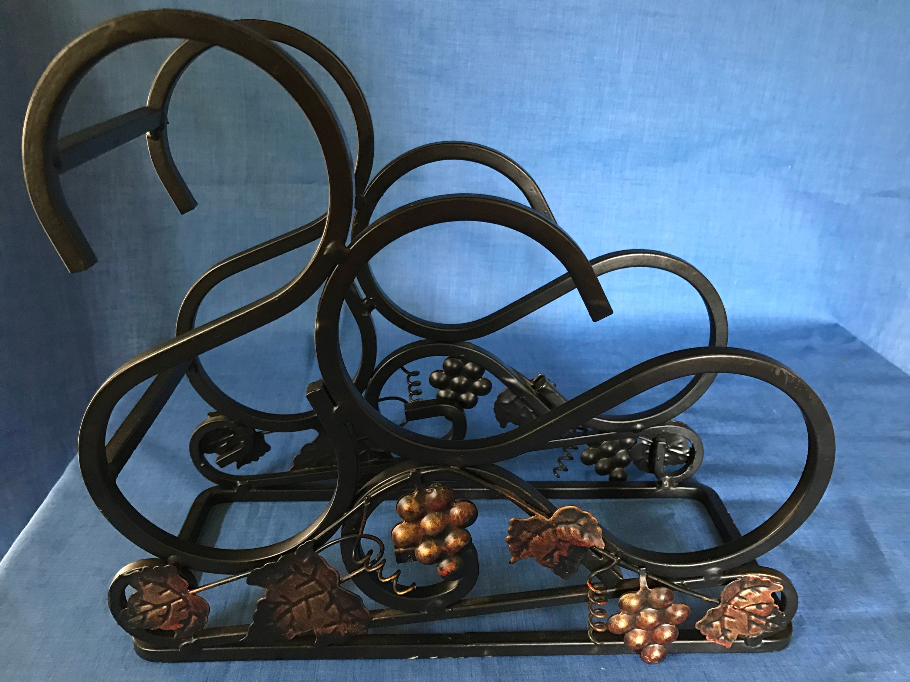 Vintage cast Iron 4 Bottle Wine Holder RackWine Holder Wine