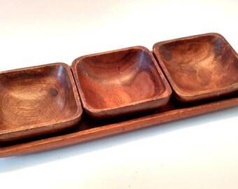 Bohemian wood bowl set / Trio of Bowls / Wood bowl set / Made in Philippines / Trio / Teak Wood / Teak / Boho Wood / Boho Decor