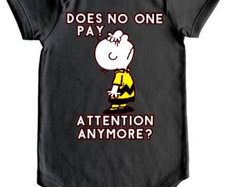 Charlie Brown Oneie/Creeper, Doesn't anyone pay Attention Charlie Brown Oneie/Creeper, Infant Oneie/Creeper, Infant's Clothing