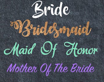 Wedding Decals, Bridesmaid Decal, Bride Decal, Wedding Stickers, Bachelorette Party Decal, Maid of Honor Decal, Bridal Decals, Name Decal