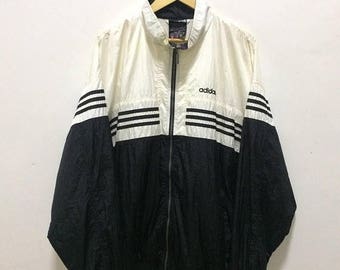 BIG SALE Vintage Adidas Windbreaker Jacket Hip Hop Adidas Spellout Adidas Trefoil Big Logo
