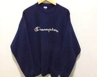 BIG SALE Vintage Champion Sweatshirt Spellout Hip Hop Big Logo Sweatshirt
