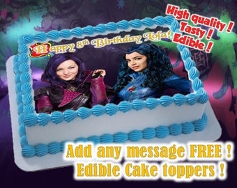 Wicked World (Descendants) cake toppers, edible print. Sugar sheet decoration Birthday (Halloween)party supplies.