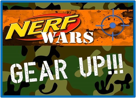 Nerf Wars Gear Up Sign 8x10 Printable sign nerf birthday