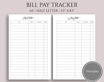 pay bill x Check Printable Planner Register Budgeting Inserts and