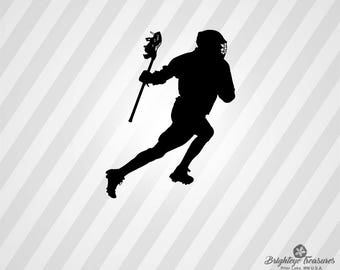 Lacrosse Player Silhouette - Dxf Svg Ai Pdf Eps Rld RdWorks Png Jpg and Wmf Print Files, Digital Cut, Vector File, Svg File, Cricut Svg, Sil