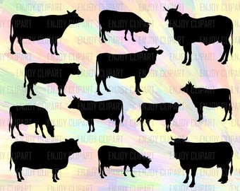Cow Silhouette, Cow Clipart, Cow Svg, Cow Decal, Farm Svg Files, Farm Animal Svg, Svg Silhouette, Png, Dxf, Eps, Cricut Downloads, Svg Cuts