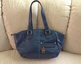 Nine West Blue Tote With Contrast Stitching