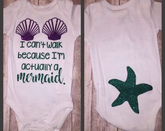 Mermaid Baby Outfit - Baby Girl Clothes - Coming Home Outfit - Glitter Outfit - Newborn Girl - Baby Shower Gift - Beach Clothes
