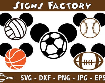 Mickey Baseball svg - Mickey Football svg - Mickey Basketball svg - Mickey Soccer Ball svg - Mickey Volleyball svg - dxf - studio cut file