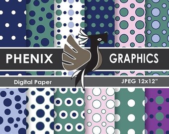 ON SALE Digital Papers Blue Polka Dots digital patterns, commercial use, scrapbook papers pack, print papers pack Sale 80% OFF