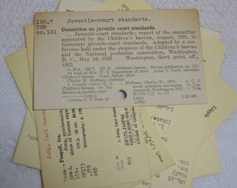 Vintage Library Card Catalog Cards