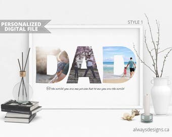 Custom DAD Photo Collage, Birthday Gift for Him, Father's Day Gift, Fathers Day Photo Collage, Fathers Day Gift, Gift For Dad, Digital File