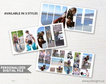 Personalized Uncle Photo Collage, Personalized Picture Collage, Uncle Gift, Birthday Gift for Him, Unique Gifts for Men, Digital File