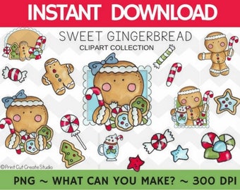Sweet Gingerbread Clipart Collection || COMMERCIAL Use || Instant Download || Scrapbooking || Christmas Graphics
