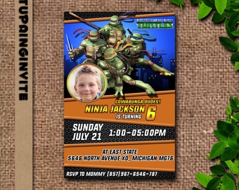 Teenage Mutant Ninja Turtle Birthday Invitations with Photo/Teenage Mutant Ninja Turtle Birthday Invitations/Teenage Mutant Ninja Turtle