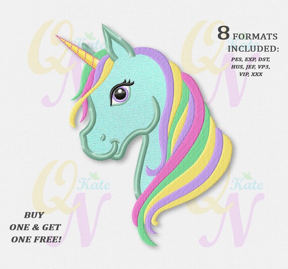 Download BOGO FREE Rainbow Unicorn applique embroidery design Rainbow