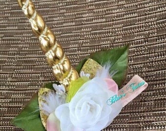 unicorn headband - unicorn horn - gold unicorn - unicorn birthday - toddler accessories - party accessories - unicorn headpiece - unicorn
