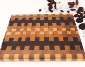 Handmade End Grain Cutting Board Custom Wooden | Black Walnut, Cherry, Maple, Cutting Board, Wedding, Engagement Gift, Kitchen Cutting Board