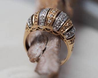 Diamond Cocktail Ring about 1960 - Bombé Ring