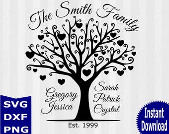 Family Tree SVG, Family Tree clipart, wedding svg, anniversary svg, svg files for silhouette, files for cricut, svg, dxf, cuttable design