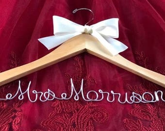 Personalized Bride Wedding Dress Hanger Choose Name, Bride, Bridesmaid or Any Personalization