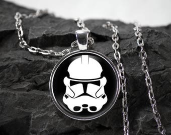 Star wars Glass Pendant stormtrooper necklace superhero star wars jewelry stormtrooper gift photo pendant art pendant photo jewelry glass