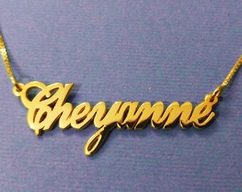 18k gold plated name necklace gold plated necklace name gold plated Cheyanne necklace nameplate necklace custom name single name necklace
