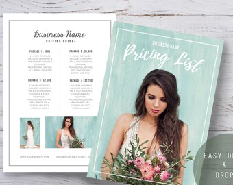 Photography Pricing Template - Price Guide for Photographers - Pricing List for Wedding Photographers - Photographer price list guide