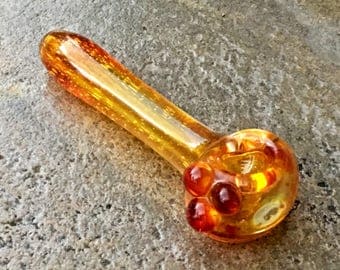 Amber purple glass smoking pipe
