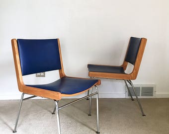 RARE vintage mid century Jens Risom La Chaise chair (2) pair