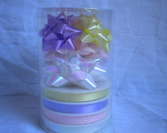 assorted pastel gift wrapping for ribbons and bows
