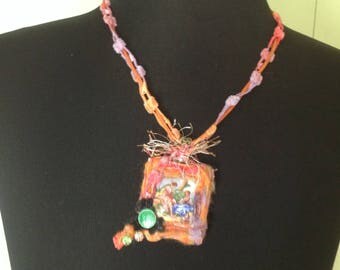 Necklace textile art "romance a Versailles"